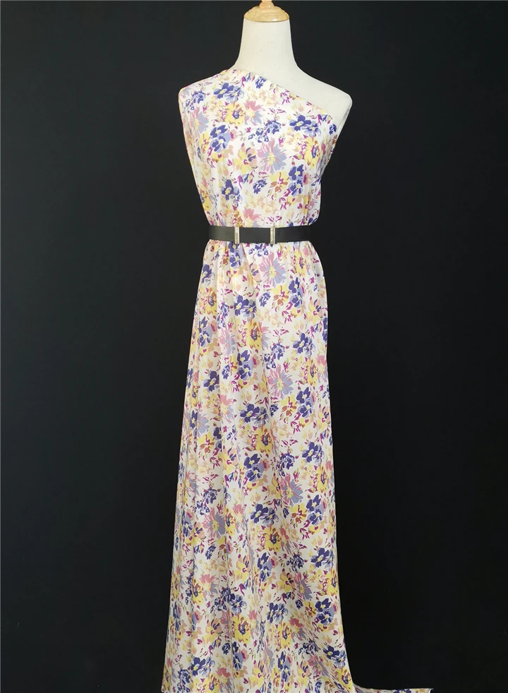 
Floral Print Saree Party Wear Indian Wedding Silk 12MM Cotton Silk Blend Fabric Silk Cotton Fabric 