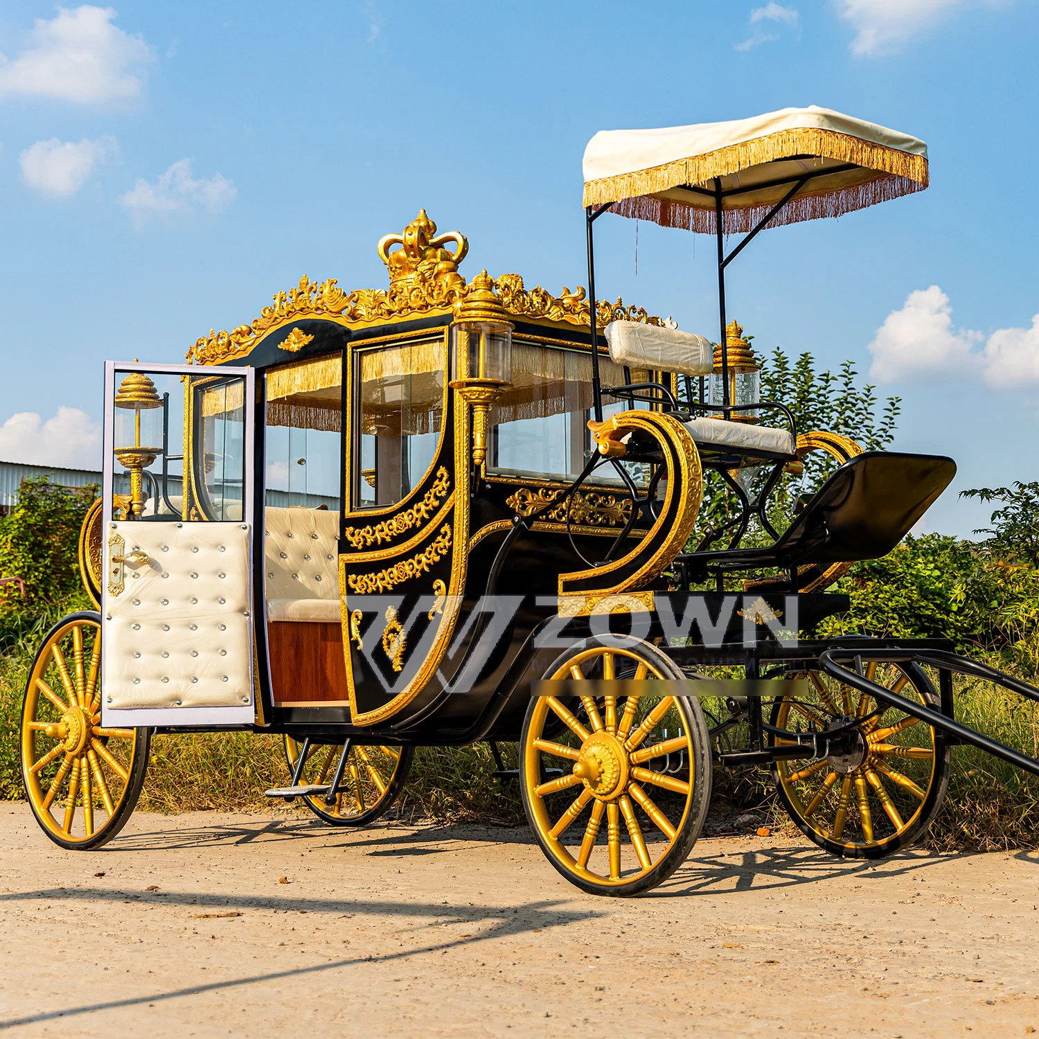Good Performance Black Color Design Horse Carriage Royal Electric Horseless Carriage 4-6 Seats for Sale
