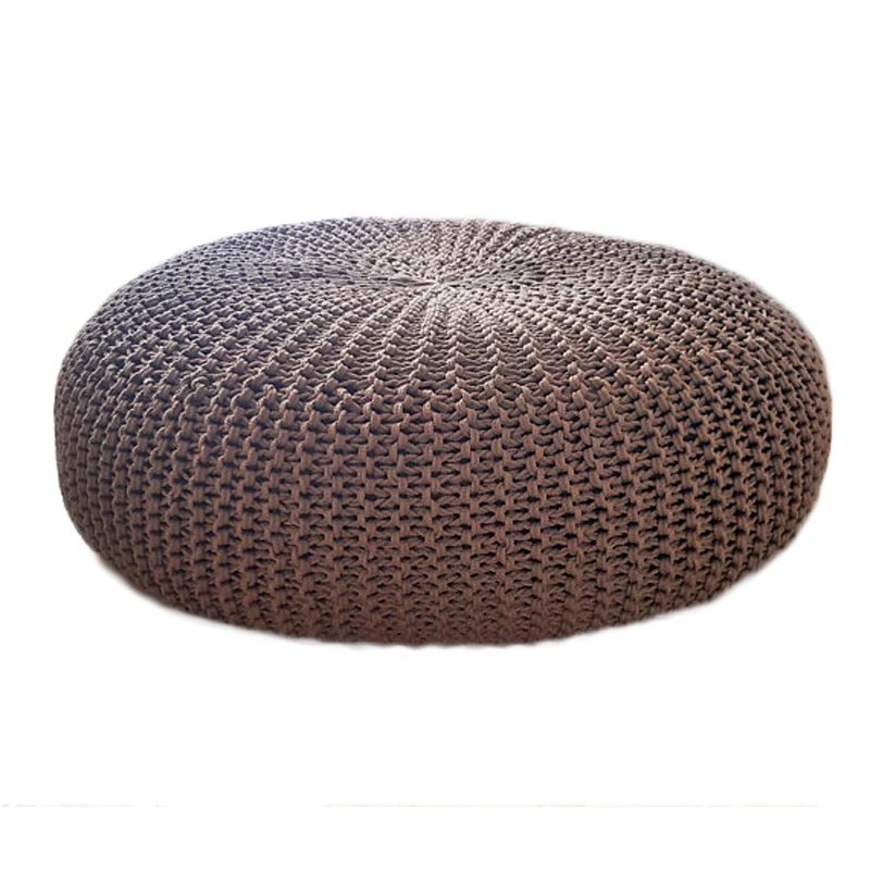 
manufacturer direct modern style bean bag round pouffe knit handmade ottoman pouf for home 