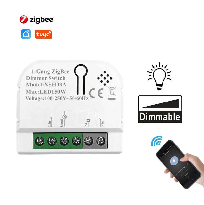Smart Life Tuya Zigbee 1 Gang Dimmer Switch Module Wireless Light Remote Control Relay Support Alexa Google Yandex Alice