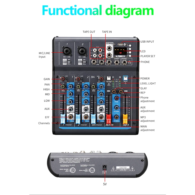  F4 USB мини микшер звуковая консоль с