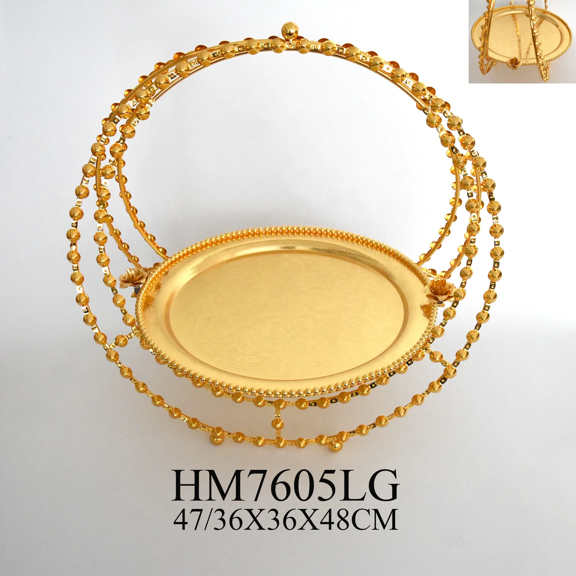 Party Wedding Decoration Metal Gold Plated Dry Fruit Cake Dessert Serving Tray