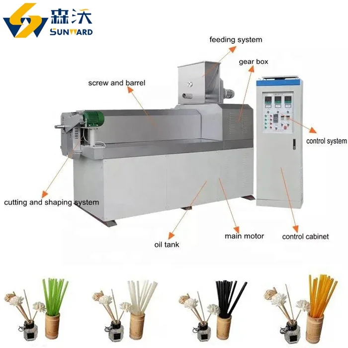 Updated Sunward automatic Eco-friendly  Edible Rice water Drinking Straws / fork and knife spoon Making Machinery