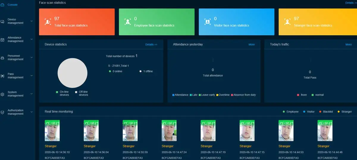 Scan A QR code/face recognition body temperature measuremen scanner with access control card reader System