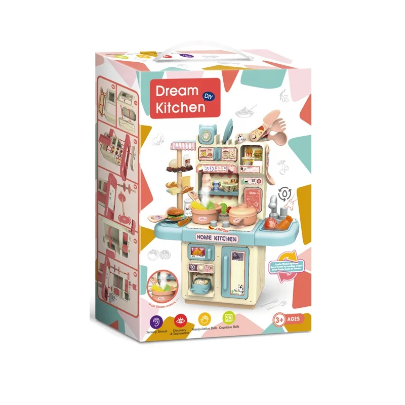 Accessories Play Set Kids Pretend Sinks Simulation Spray Kitchen Toy 34pcs Set OEM Light Spray Kitchen Counter