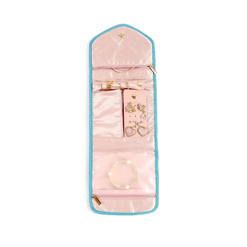 RTS Travel Jewellery Organiser Foldable Jewelry Storage Roll For Journey Rings Necklaces Bracelets Earrings