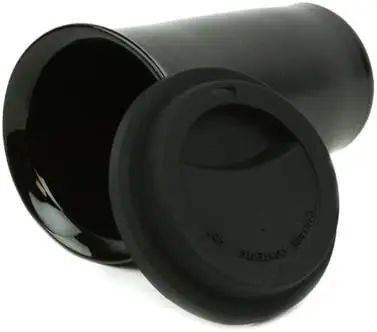 Portable glossy black ceramic sublimation coffee mug with silicone sleeve and lid