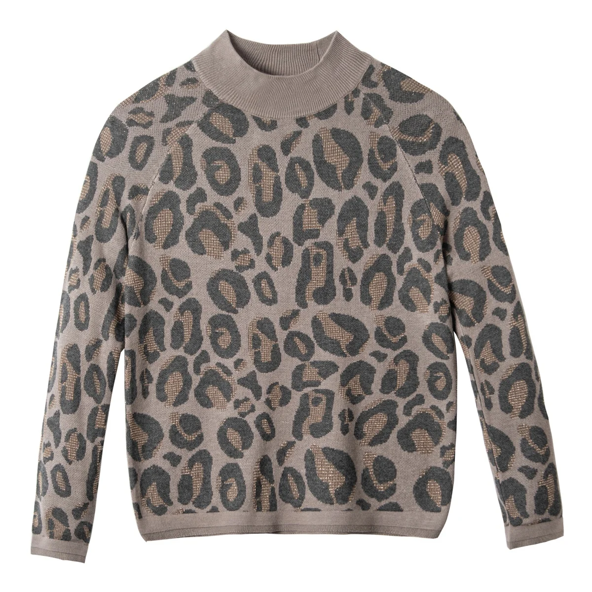 custom logo OEM ODM spring fall autumn thin ladies metal wire knitwear women tops knitted pullover jumpers leopard sweater