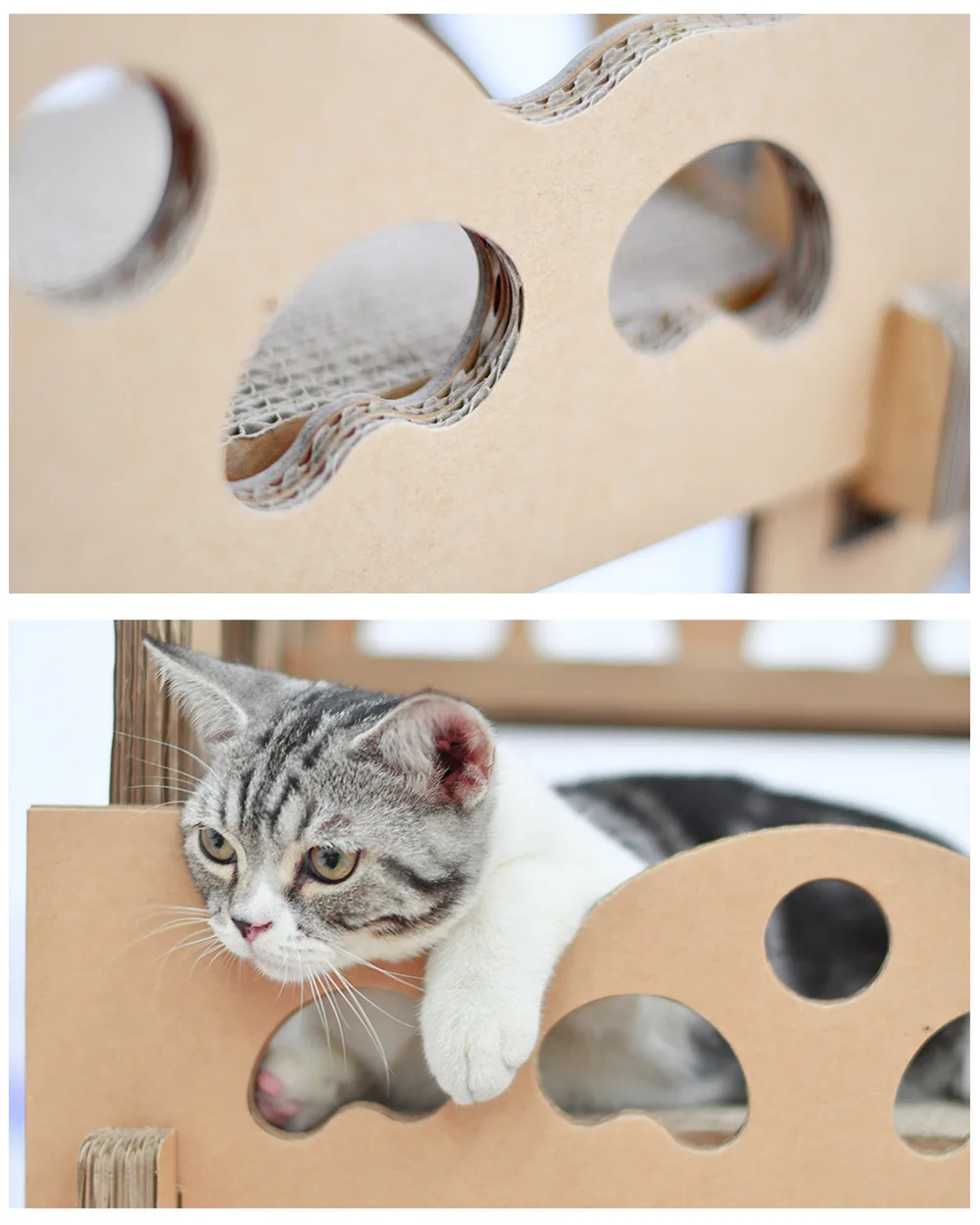 Pet cat toy big corrugated paper house climbing frame for cat jumping