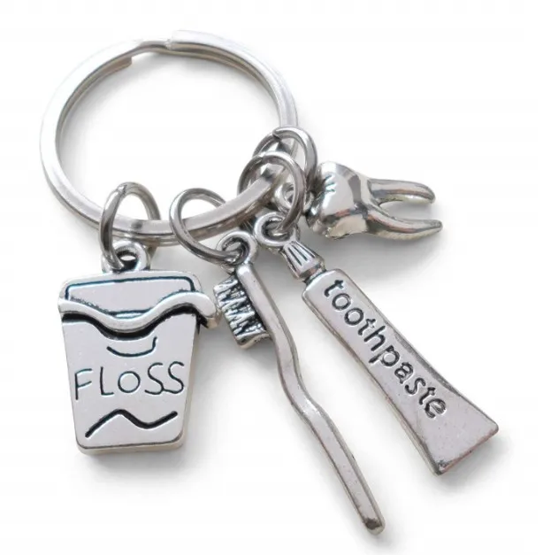 Factory Price She Believed She Could Toothbrushes and Toothpaste Dentist Graduation Gift Metal Keychain