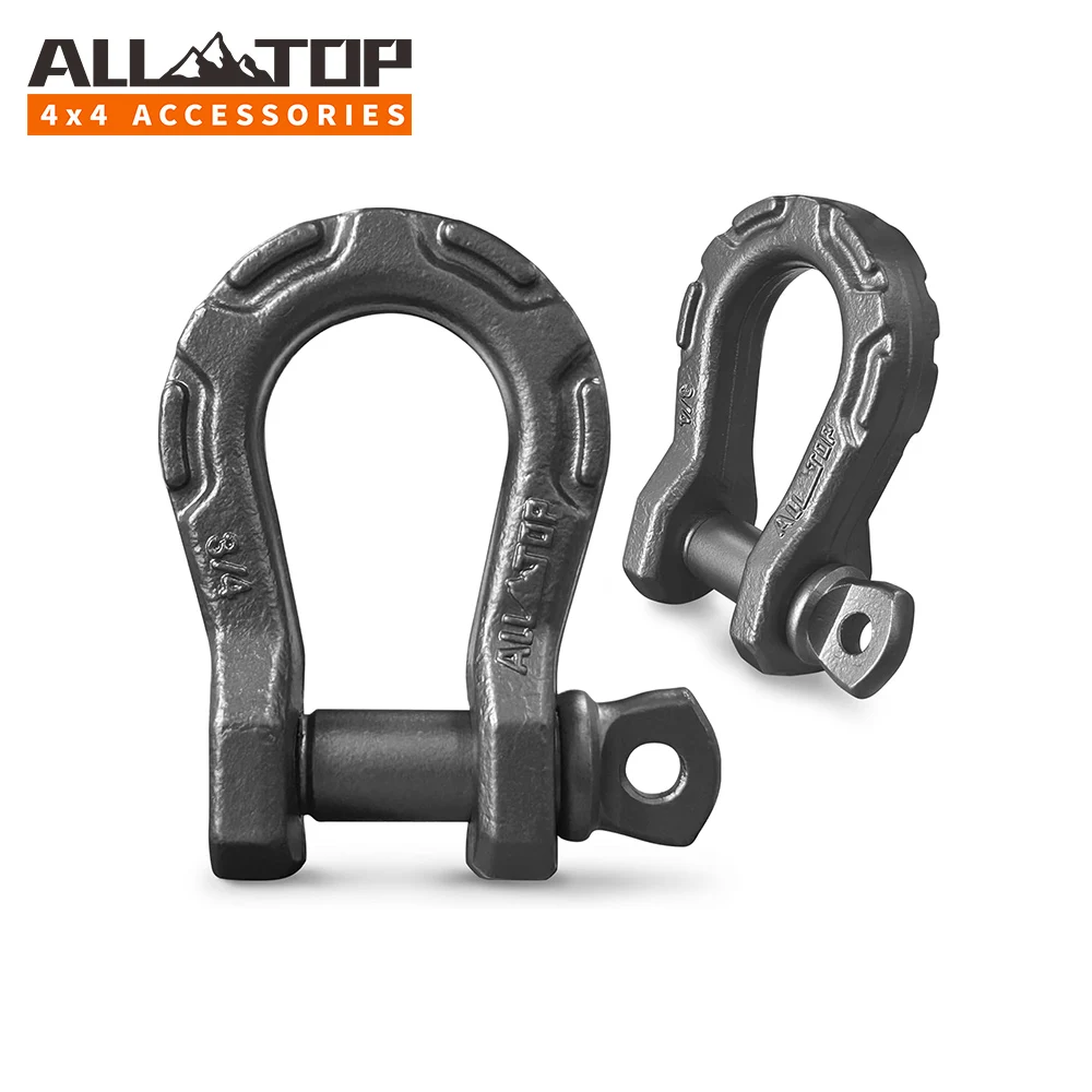 Off-road vehicle rescue equipment 36T Mn steel U-shape towing shackle bow shackle