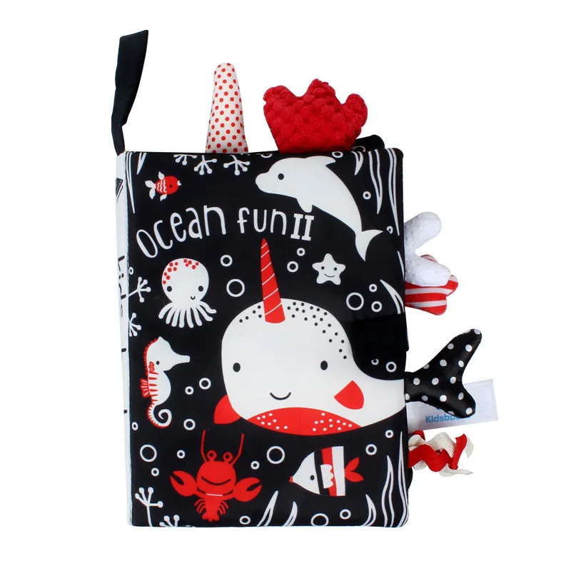 hot selling baby first book baby black and white soft cloth book baby sensory toy