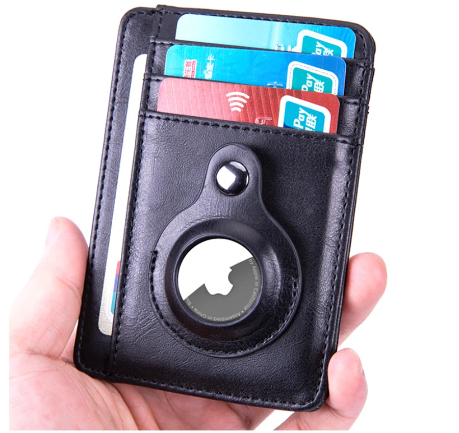 Кожаный кошелек из углеродного волокна для Apple airtag локатор с RFID-блокировкой чехол карт карман денег