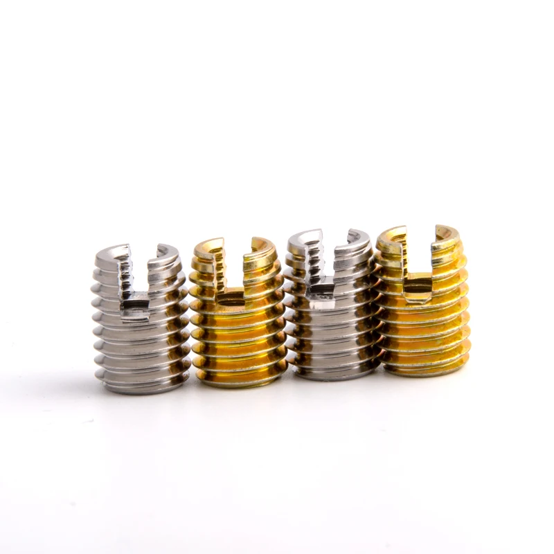 Brass Nut 302 Slotted Style M3 M4 M5 Threaded Metal Self Tapping Insert Slotted Screw Thread Repair Insert