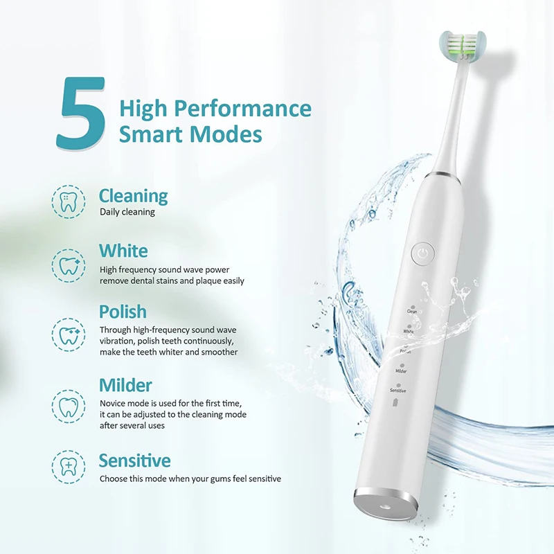 3D 360 Degree Deep Cleaning Sonic Toothbrush 360 Cleaning 3 Sides Brush Head 5 Modes Rechargeable Electronic Sonic Toothbrush