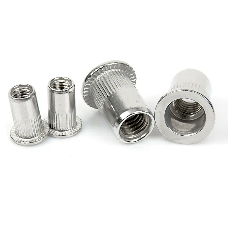 Rivet Nuts M6 M8 M10 8-18 Stainless Steel 304 M8 A2-70 Flat Head Thread Rivet Nutsert Cap Nuts Thread Rivetnut Blind Rivet Nut