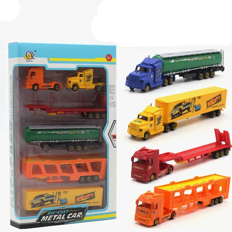 1:50 Scale Die Cast Slide Long Trailer Truck Toy Transportation Metal Truck Model For Wholesale