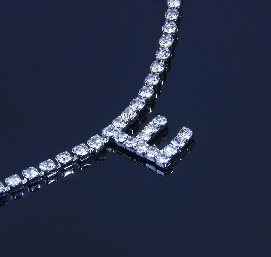 
Custom personality Gold Letter Pendant Crystal Rhinestone Initial vote necklace 