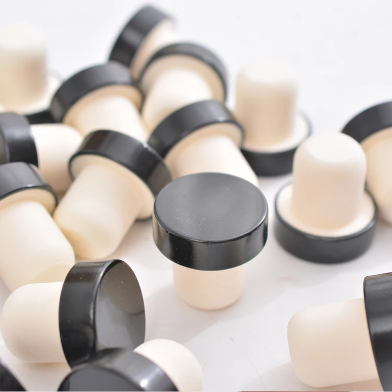 wholesale Eco-friendly T shape metal plastic wooden liquor brandy vodka bottle synthetic cork stopper