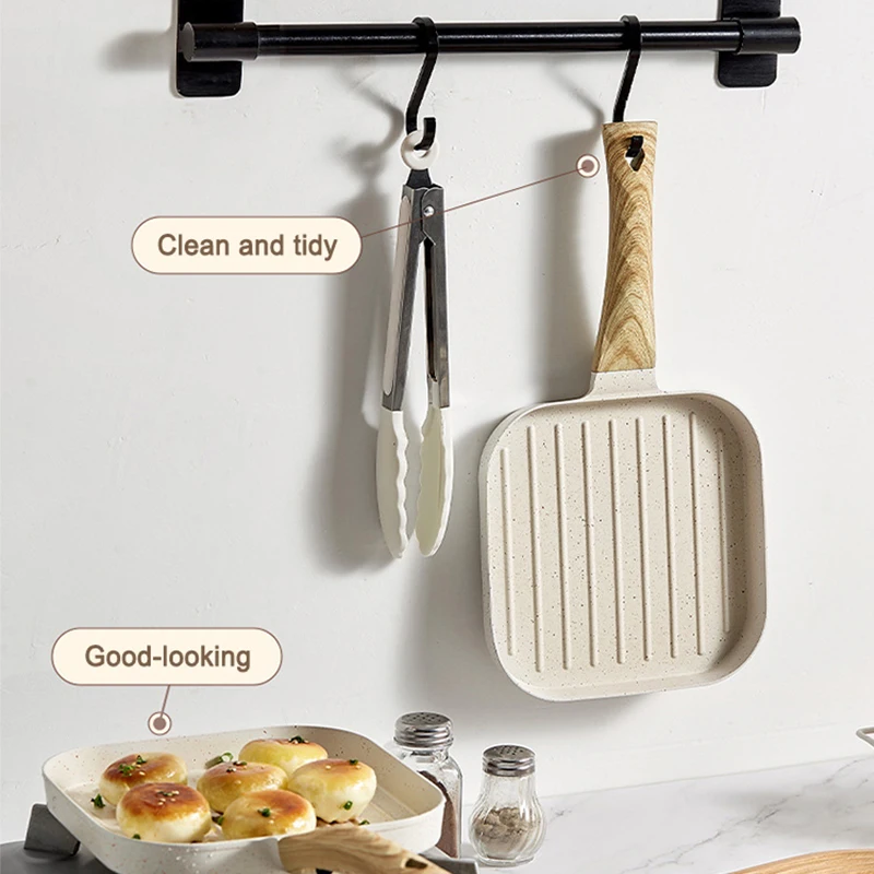 Light Weight 18cm Kitchen Cookware Breakfast Fry Pan Aluminium Square Shape Nonstick Stripe Steak Frying Pan