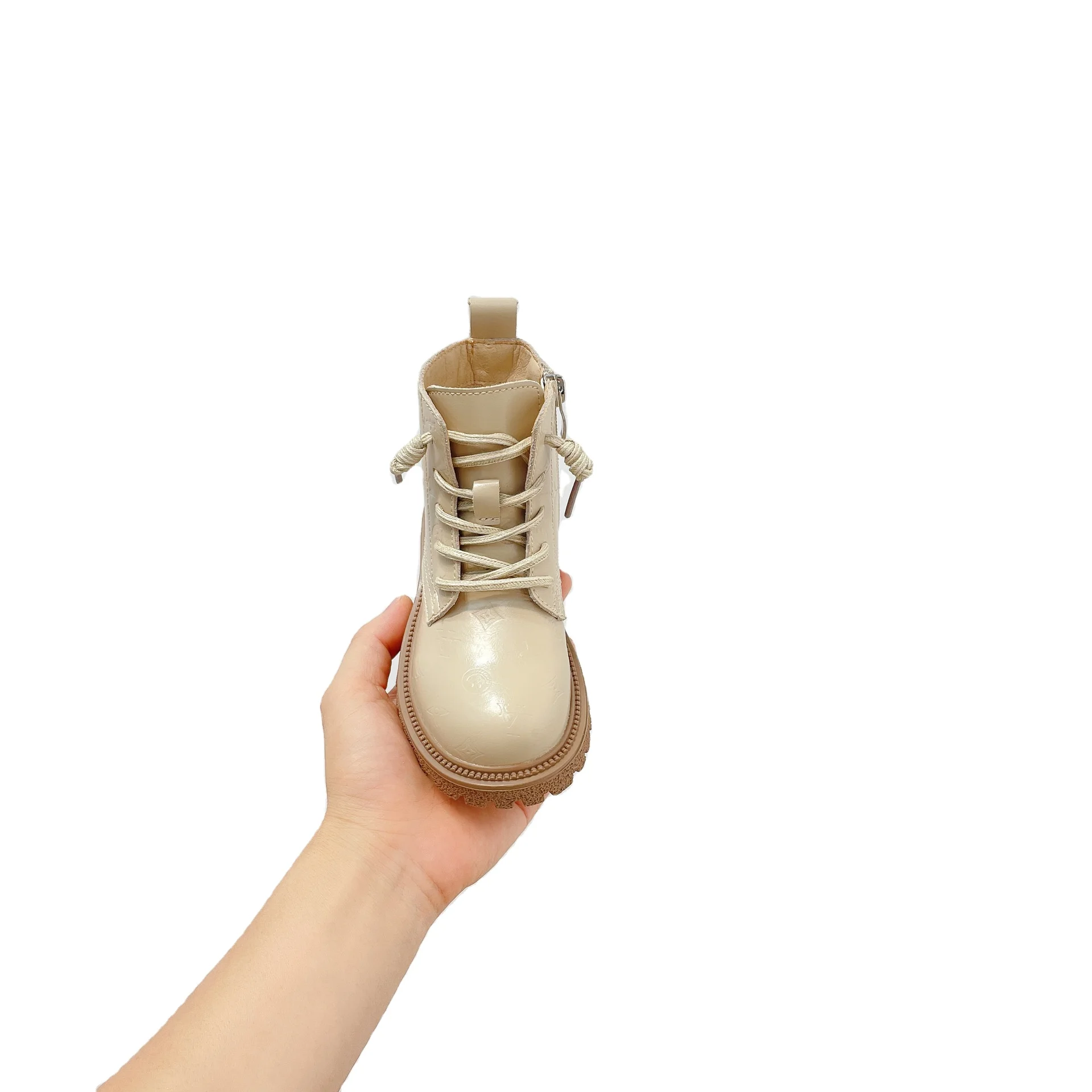 Original Factory 1-5 Years boys girls children Shoes Unisex Short Leather white little Martin Boots for