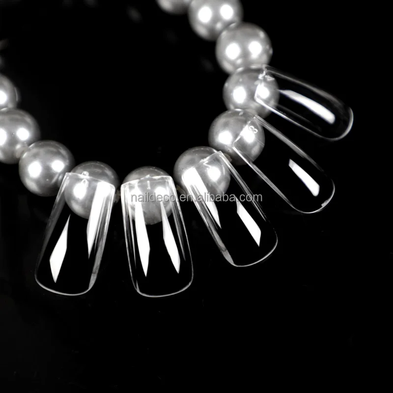 Arch Medium Square Nails French Tips Clear Color Fashion Sculpted Art False Fake Fingernail Extension 120pcs Box Package