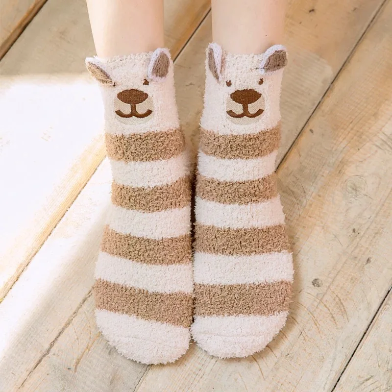 Coral Velvet 3D Stockings Sublimation Embroidery Cozy Unisex Cute Anime Design Deer Fluffy Sleep Christmas Sock With Gift Box