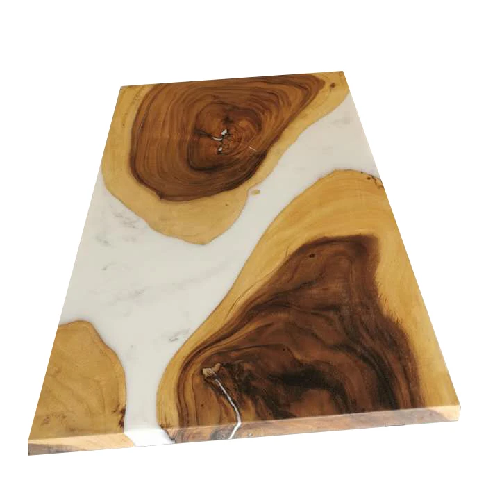 Solid Walnut Wood White Resin Table Top 1524x765x38mm