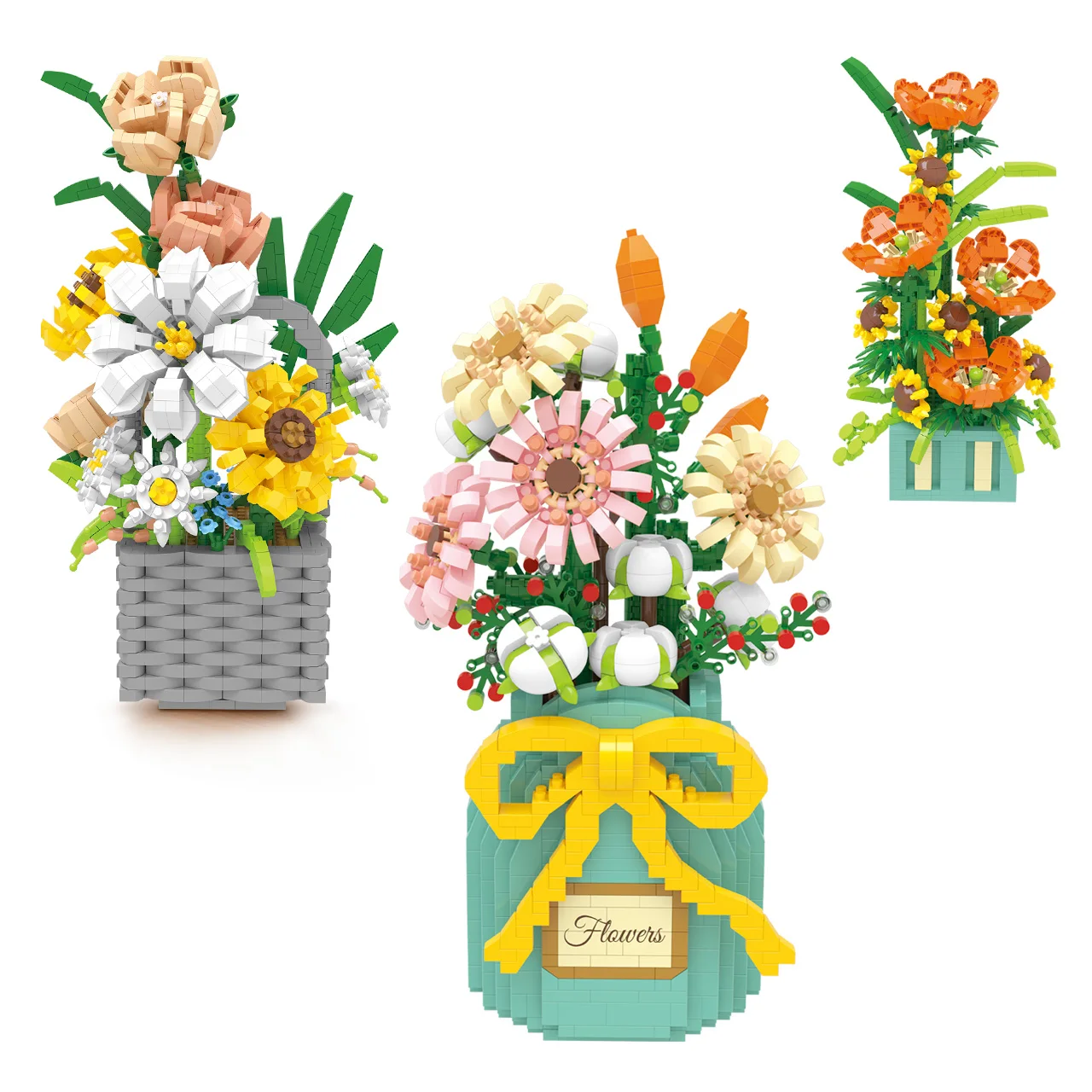 Trending Products Kids Plastic Micro DIY Bouquet Building Blocks Set Sembo Block Flower Toys Gril Gifts