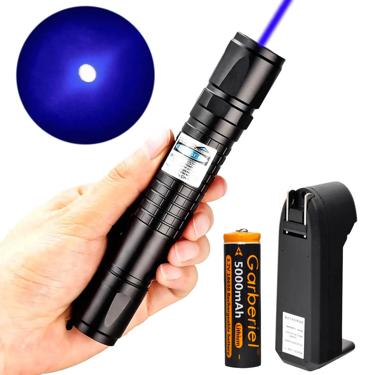 Rechargeable Blue Laser Light  405nm  Laser Pointer High Power Aluminum Case Visible Beam Laser with Battery