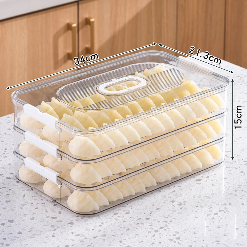 2024 Household High-Capacity Plastics Food Container Dumpling Box With Cover Sealed Food Storage Box