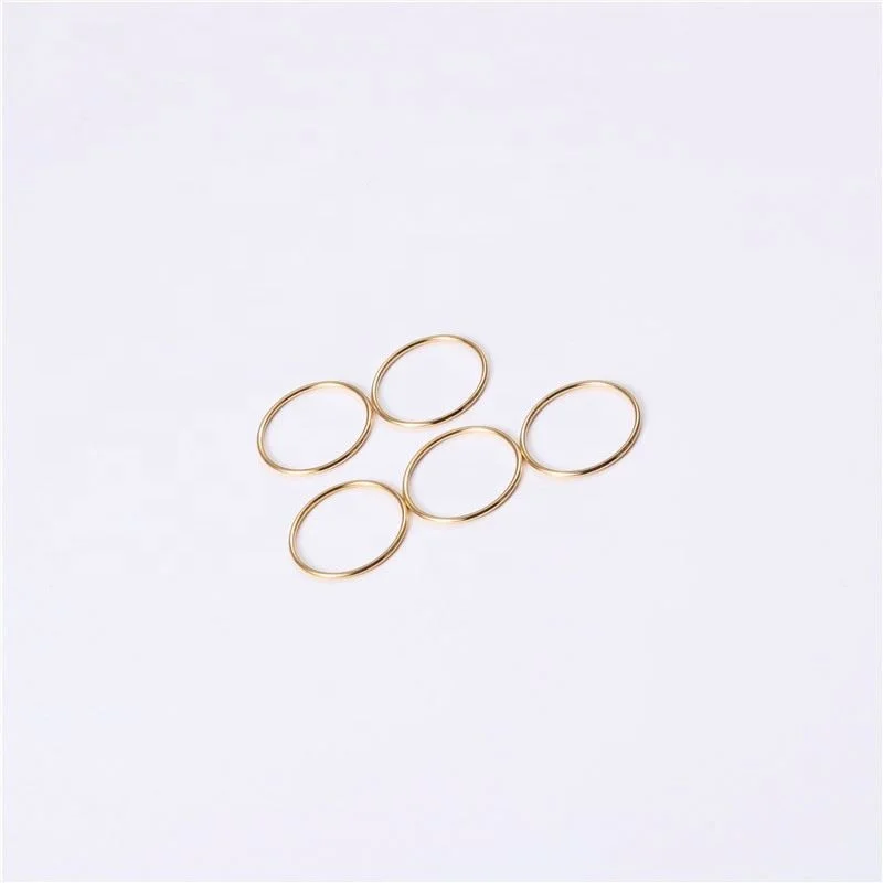 18K Plain Gold Seamless Dainty Line Rings Stainless Steel Trendy Simple Gold Plated Jewelry