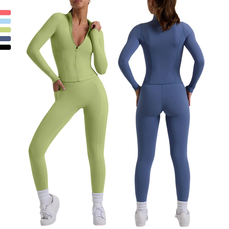 Breathable Slim Fit Lulu Workout Gym Fitness Set Bbl Spring Yoga Golf Nylon Crop Tops Ladies Running Zip Up Sport Women Jackets