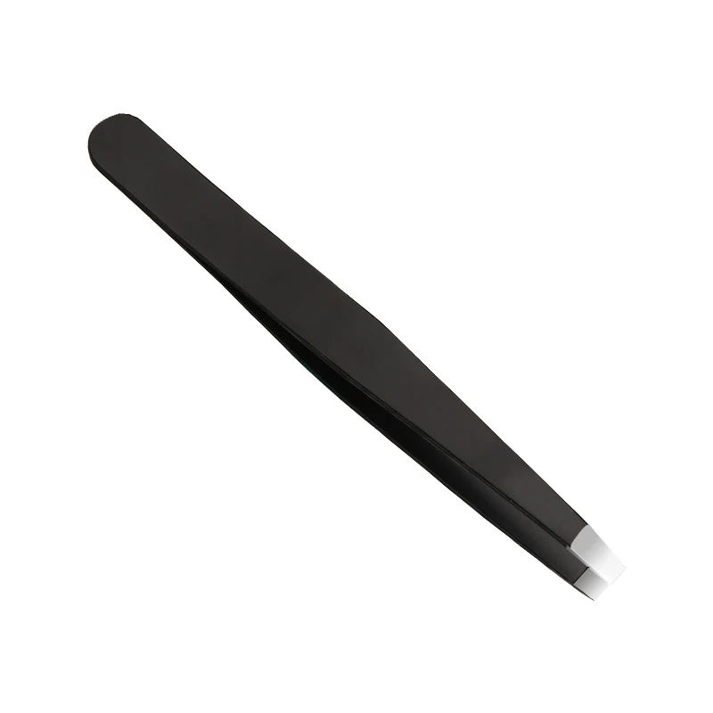 2024 Hot Sale Beauty Care Tools Professional Eyebrow Trimming Set Eyelash Clip Flat/Slant Black Stainless Steel Eyebrow Tweezers