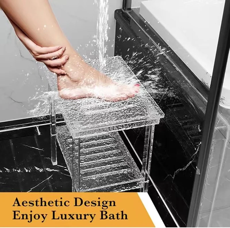 Acrylic Shower Chair , Plexiglass Ottoman For Shaving Legs And Internal Shower, Adult Elderly Sitz Bath Accessories Square