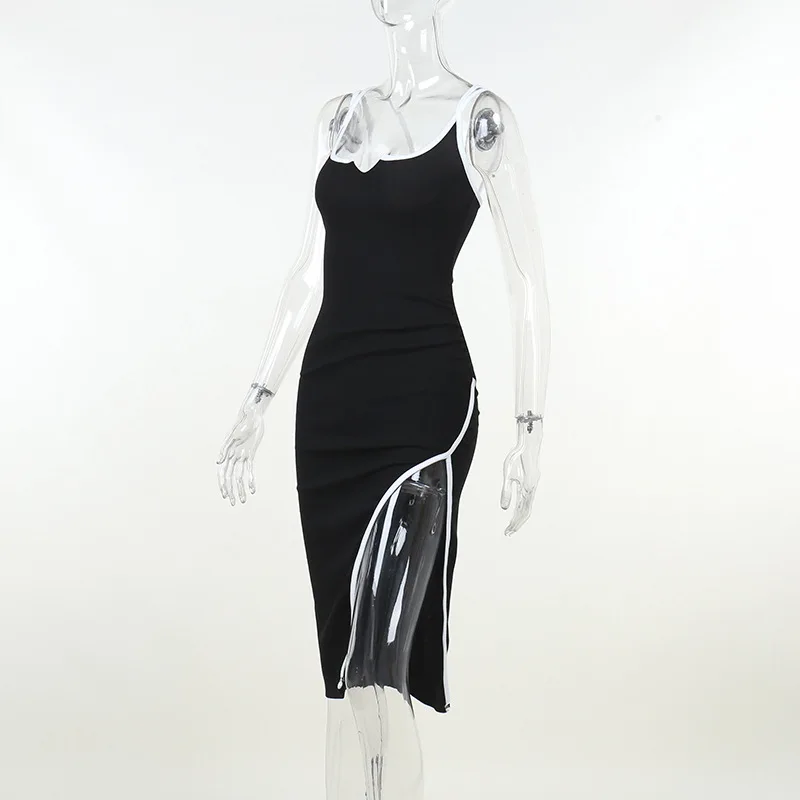 Summer split sleeveless jersey dresses plus size sexy dress for women