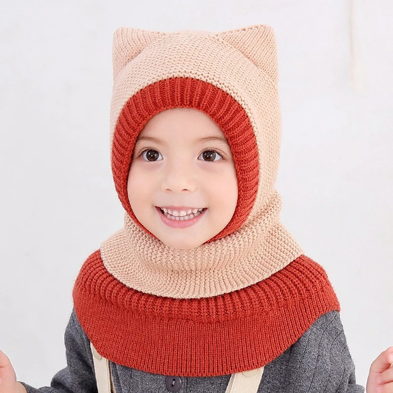 Fur baby rabbit bunny hat winter ski mask and hat custom beanie hats with face mask