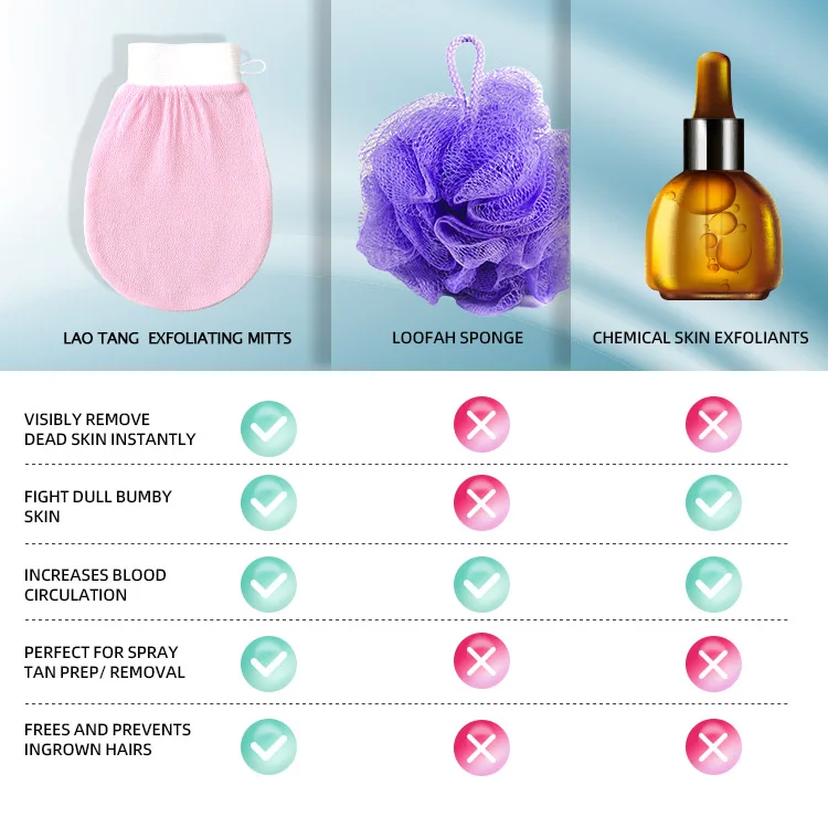 Wholesale Custom Viscose Body Shower Mitt Scrubber Exfoliating Bath Gloves