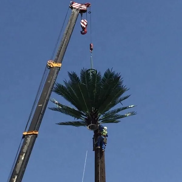 Steel Monopole Camouflage Palm or Pine Tree Telecom Antenna Tower