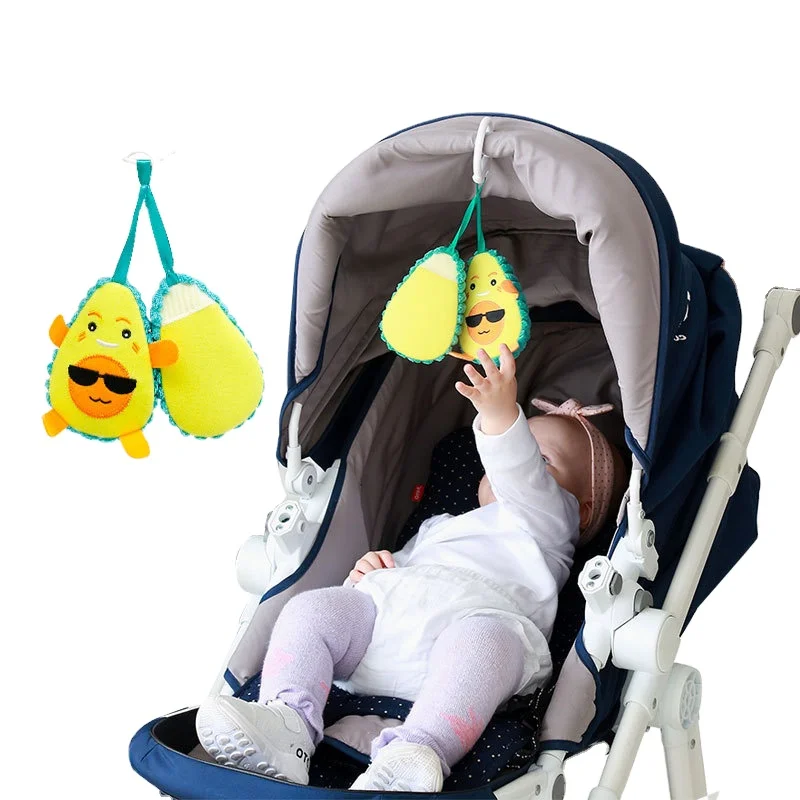 2021 latest fruit expression pear cart hanger avocado crib bell 0 year old baby pull bell plush stroller pendant