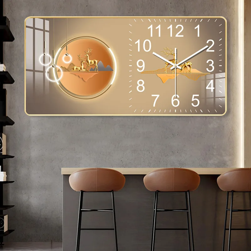 Customization New Fashion Hanging Clock Living Room Dining Porch Bed Decorative Painting Silent When Free