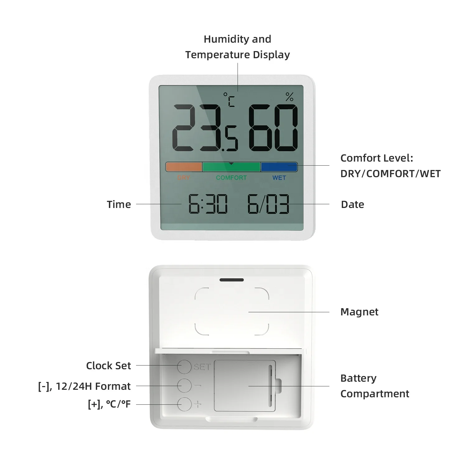 indoor Mini Hygrometer Thermometer Portable Digital Display Temperature and Humidity Monitor for Pet Environment Tracker