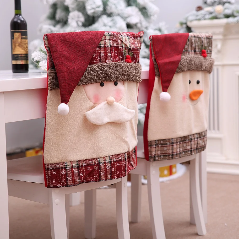 BSCI SJ0522 personalised home decoration soft fleece santa pattern claus snowman chair cover