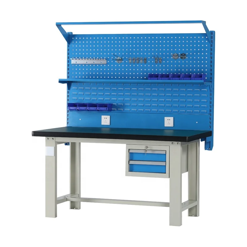Tool Cabinets Factory Metal Tools Operation Table Workbench with Hanging Board for Workshop