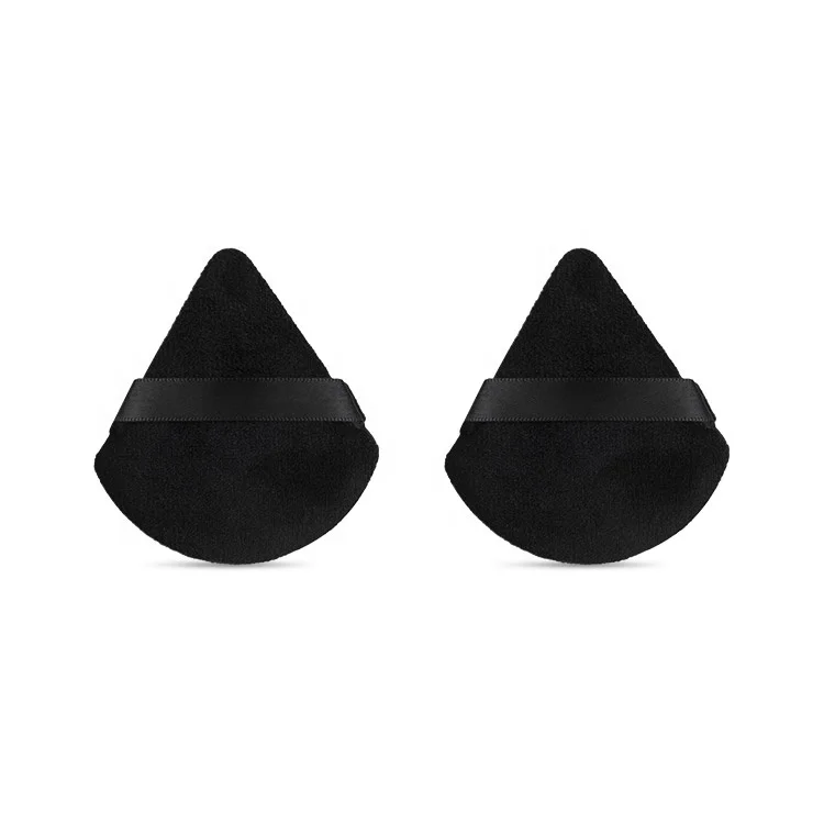 Cosmetic Velvet Velour Soft Black Purple Triangle Makeup Powder Puff Set for Face Wholesale