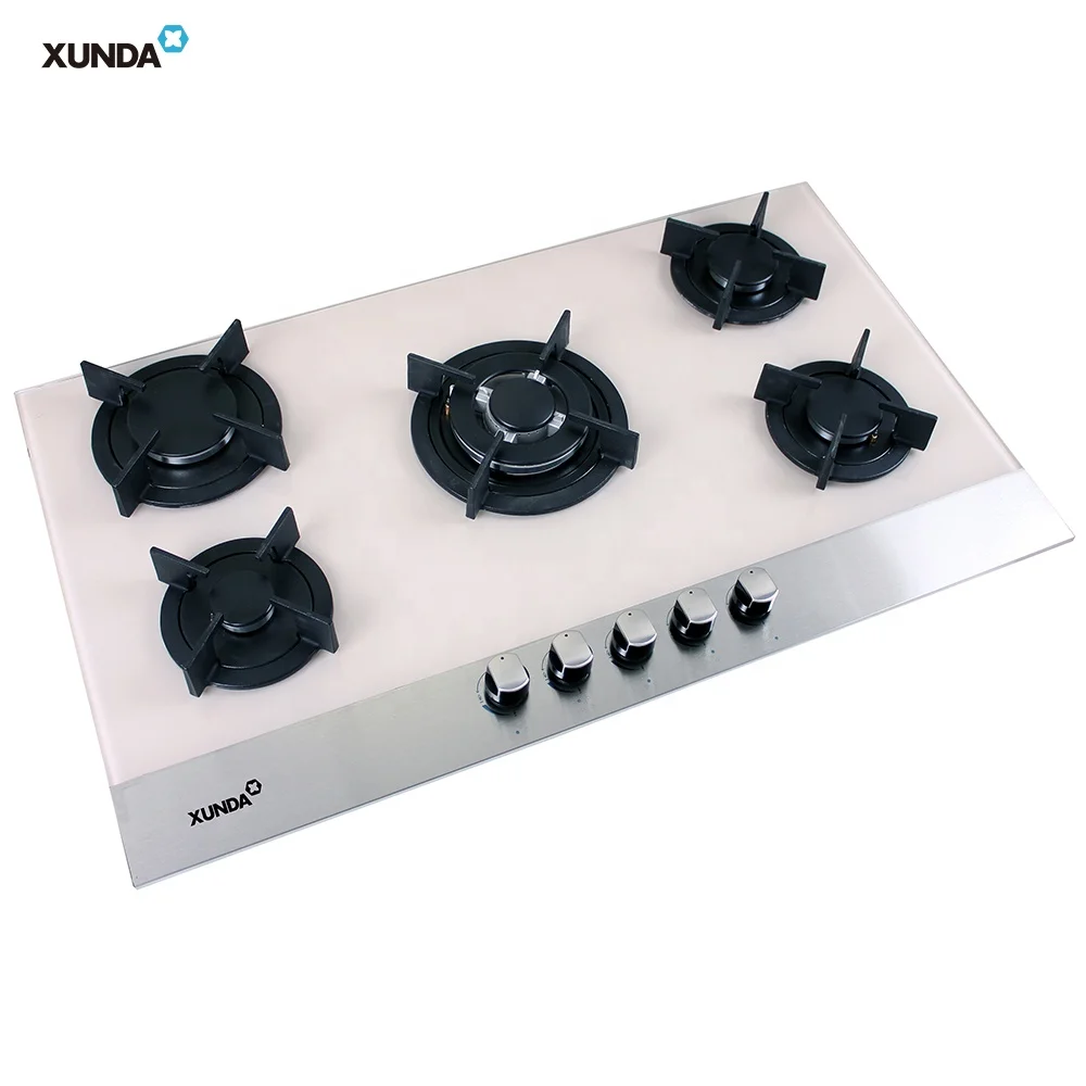 Xunda Factory Kitchen Appliances built-in 5 SABAF  Burner White Gas Cookers Hob Gas Stove