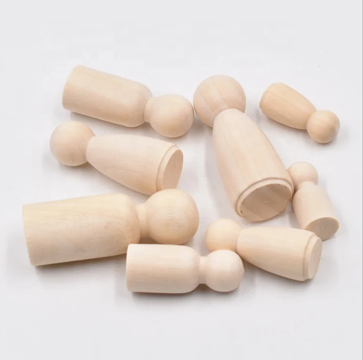Wooden Peg Dolls Unfinished People Natural Wood Shapes Figures Decorative Doll Bodies for DIY Arts and Crafts
