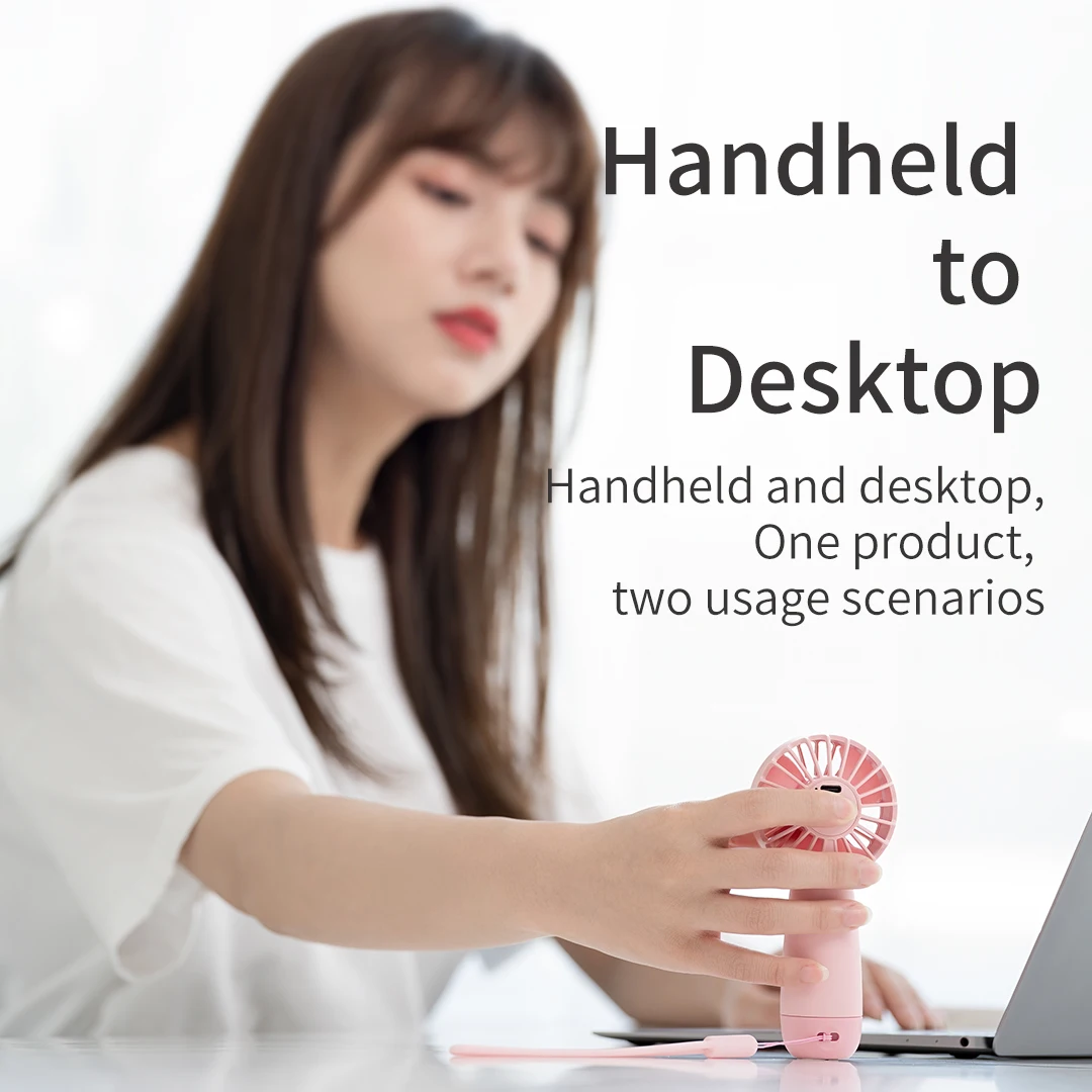 Hot Sale Mini Pocket Handheld Fan Three Speed  China Factory Wholesale mini fan four color Type C 5000 mAh Battery