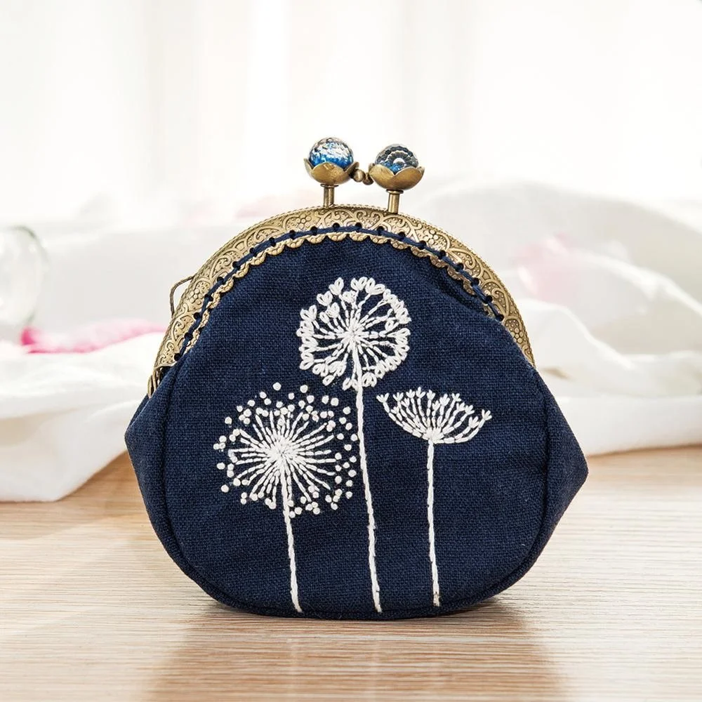 12cm Handmade Purse Decoration Embroidery Coin Bag Fabric Embroidery Craft DIY Kits Embroidery Kits