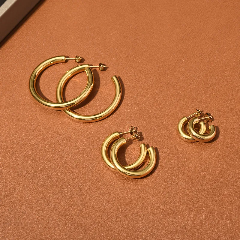 Wholesale Manufacturer Fashion Simple Accessories Earrings Hollow Wire 316 Stainless Steel Women Jewelry Earrings